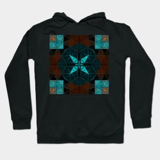 Mosaic Kaleidoscope Square Blue and Orange Hoodie